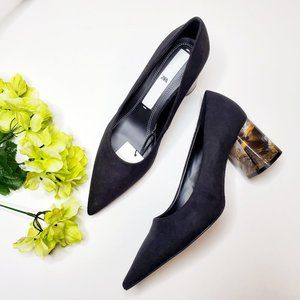 NWT Zara Black Marble Effect Mid-height Heels